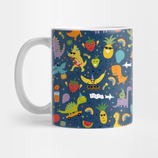 Dinosaur Fruit Party - Sunshine Brights - cute Dino pattern by Cecca Designs Mug